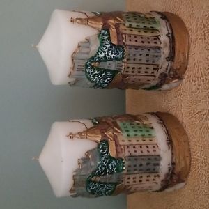 Pair of Historic Salzburg, Austria Scene Pillar Candles